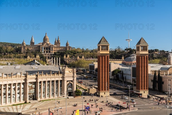 The Venetian Towers, Torres Venecianes or Venetian Towers, in the background the Museu Nacional
