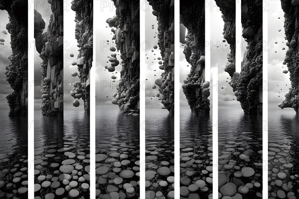 AI generated sequence of photos transitioning through a range of digital distortions symbolizing