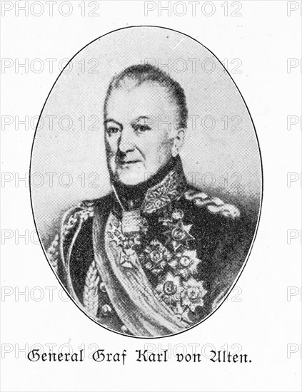 Portrait of General Count Karl von Alten, portrait of a man in military uniform with many medals