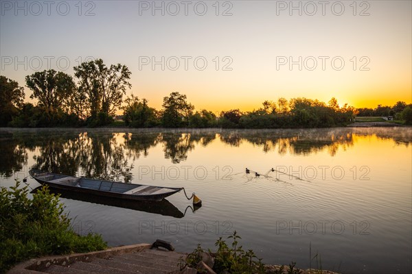 View of a river and its bank. the way to the city with a ferry. Landscape photograph of
