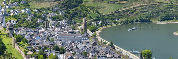 Panorama of Oberwesel, Unesco World Heritage Site Upper Middle Rhine Valley, Rhineland-Palatinate,