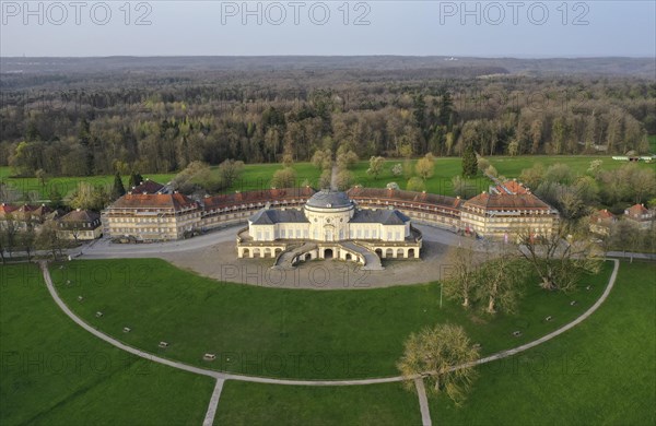 Aerial view of the rococo-style hunting and pleasure palace Schloss Solitude, built by Duke Carl