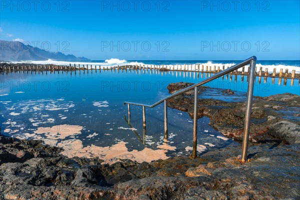 Stairs in the Las Salinas de Agaete natural pools in Puerto de Las Nieves in Gran Canaria, Spain,
