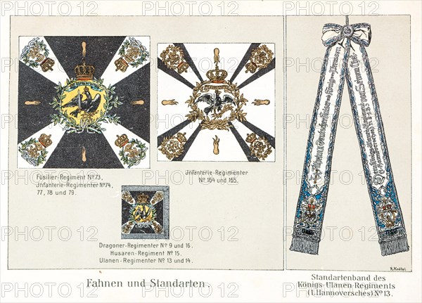 Flags and standards, standard band, fusilier regiment, infantry, dragoons, hussars, ulans, royal