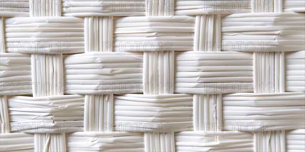 Close up of white wicker basket netting. KI generiert, generiert, AI generated