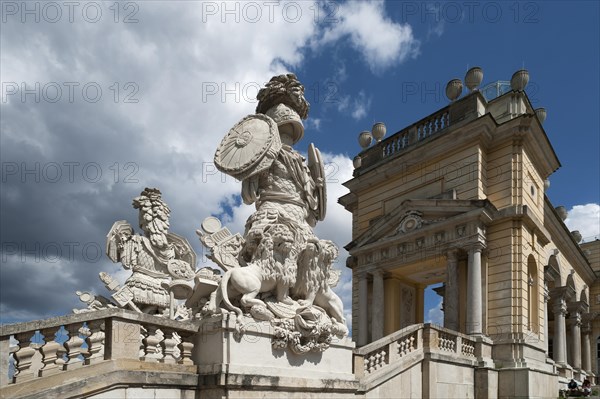 Gloriette, built in 1775, left Antique symbols such as armour, shields, field signs and lions, in