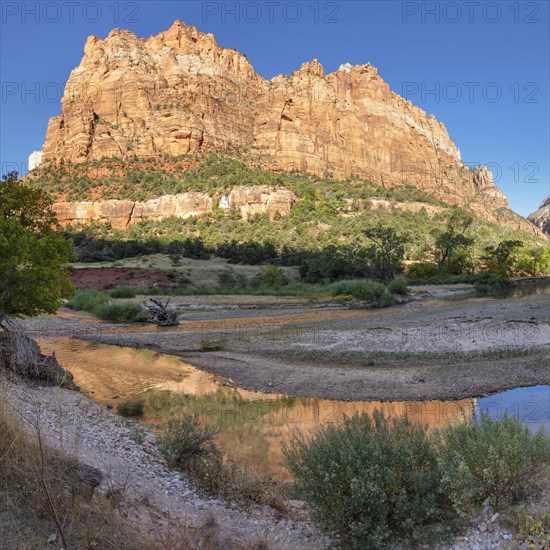 Virgin River and Court of Patriarchs, Zion National Park, Utah, USA, Zion National Park, Utah, USA,