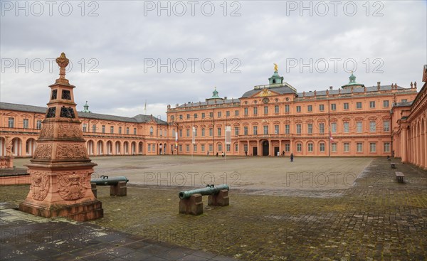 Court of honour baroque three-winged complex Rastatt Palace, former residence of the Margraves of