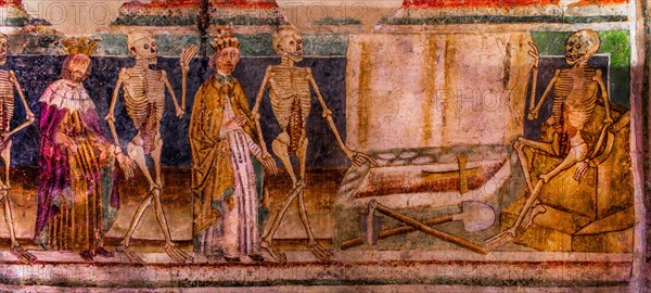 Dance of Death on the south wall, the equality of all people in front of death, Gothic frescoes