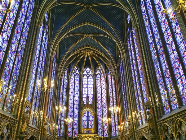Paris 1er arr. Stained glass of the Holy Chapel (La Sainte Chapelle) built on the Ile de la Cite at