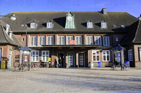 Station building, Westerland station, North Sea island of Sylt, North Frisia, Schleswig-Holstein,