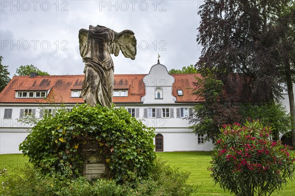 Copy of the Nike of Samothrace, the original of which is in the Louvre in Paris, in front of the