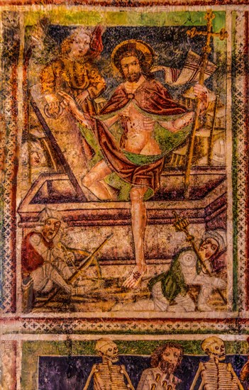 Resurrection of Christ, Gothic frescoes from 1490, a highlight of medieval wall painting, by