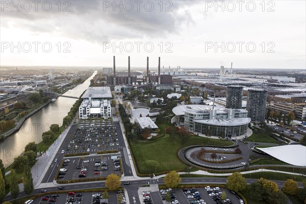 Aerial view of the VW plant and the Autostadt in Wolfsburg, 25 October 2015, Wolfsburg, Lower