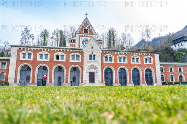 Front view of an architecturally remarkable building with brick facade, Alte saltworks, Bad