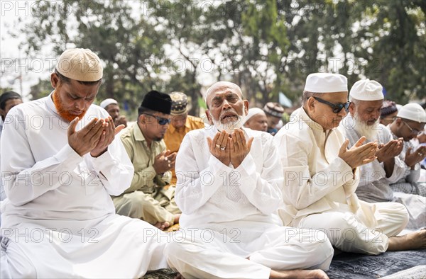 Muslims gather to perform Eid al-Fitr prayer at Eidgah in Guwahati, Assam, India on April 11, 2024.