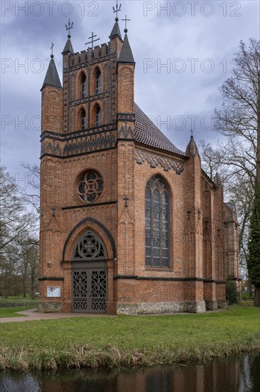 St Helena's Catholic Church in Ludwigslust Castle Park, built 1806 - 1809, first neo-Gothic brick