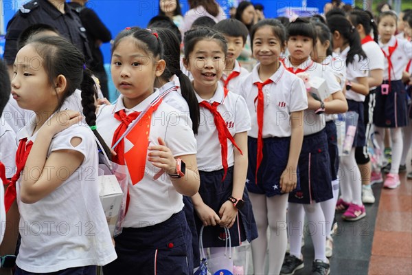 School class in the centre of Chongqing near the museum, the teacher has given his permission for