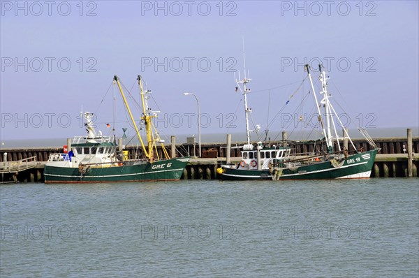 List, harbour, Sylt, North Frisian Island, Schleswig Holstein, fishing boats moored at a wooden