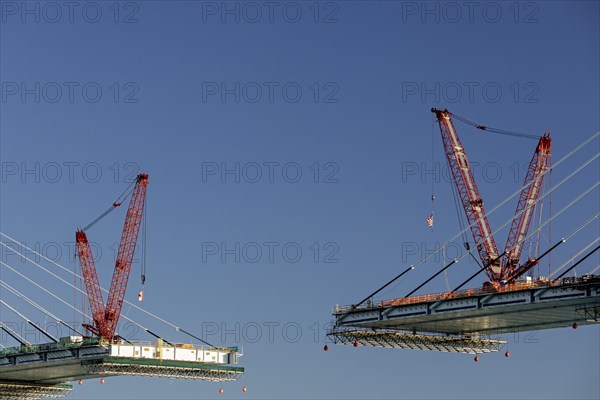 Detroit, Michigan USA -15 April 2024, Construction of the Gordie Howe International Bridge. The