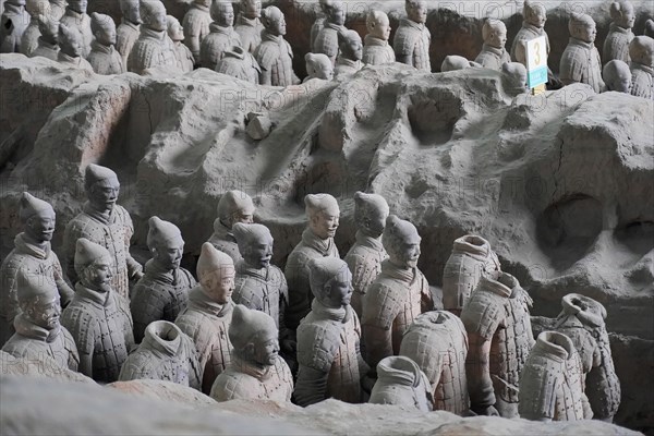 Figures of the terracotta army, Xian, Shaanxi Province, China, Asia, Detailed view of terracotta