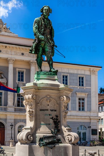 Tartini Square with bronze statue of the composer Giuseppe Tartini, by Venetian artist Antonio Dal