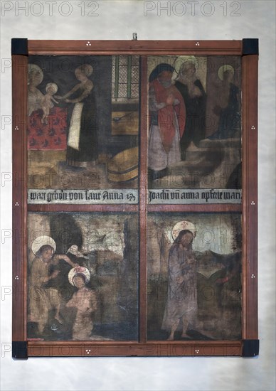 Four fragments of a Lenten cloth from the end of the 15th century, mounted as a wall panel, St