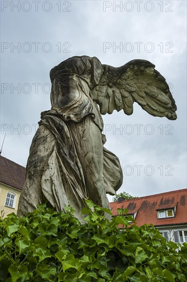 Copy of the Nike of Samothrace, the original of which is in the Louvre in Paris, in front of the