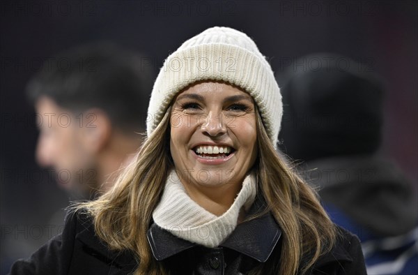 TV presenter Laura Wontorra DAZN, portrait, cap, smiles, Allianz Arena, Munich, Bavaria, Germany,