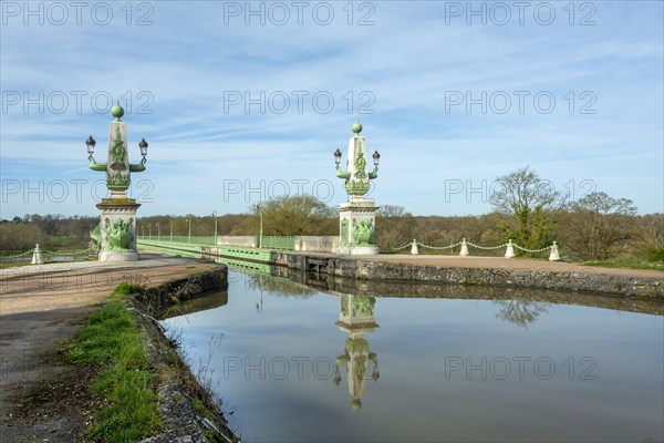 Briare, Canal bridge built by Gustave Eiffel, lateral canal to the Loire above the Loire river,