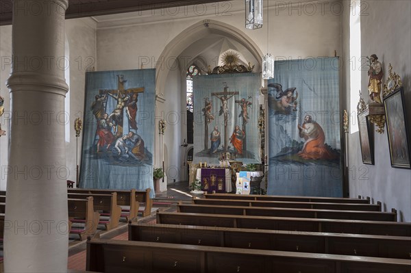 Three historical Lenten cloths, created around 1890, St Laurentius Church, Schoenau an der Brend,