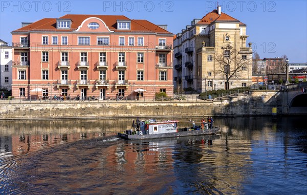 Residential building on the Spree, northern Monbijou Bridge at the Bode Museum, Berlin, Germany,