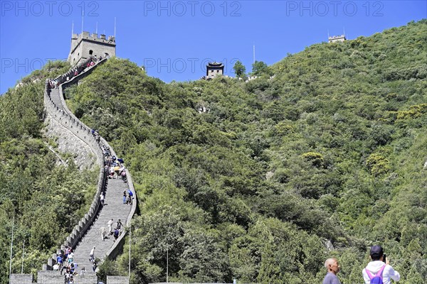 Great Wall of China, near Mutianyu, Beijing, China, Asia, People visiting the famous Great Wall