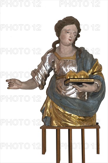 Sculpture of St Agatha. St Agatha, lived around 225, St Oswald Church, Baunach, Upper Franconia,