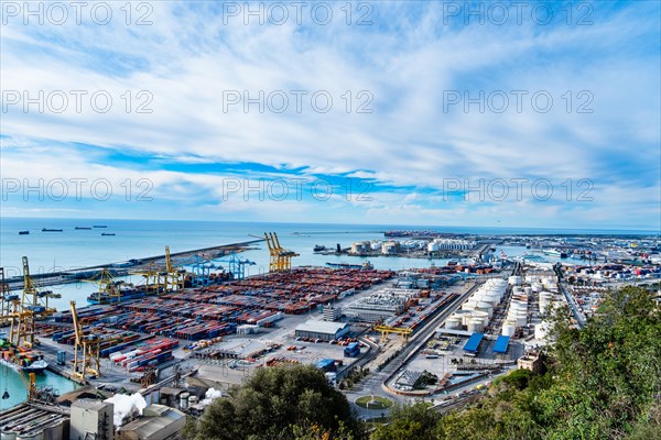 Container port in Barcelona, Spain, Europe