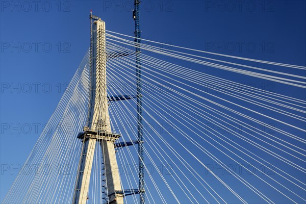 Detroit, Michigan USA -15 April 2024, Construction of the Gordie Howe International Bridge. The