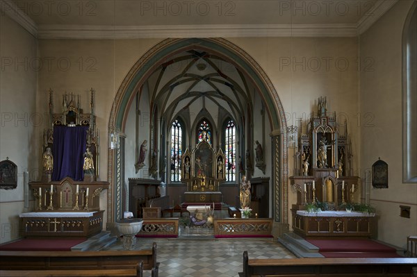 Chancel of St Sebastian's Church, baroque style in the 18th century, Sulzfeld am Main, Lower