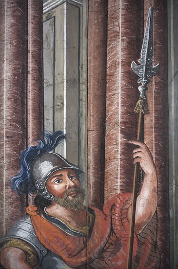 Soldier in front of the Holy Sepulchre, created in 1764, in front of the altar of St Bartholomew's
