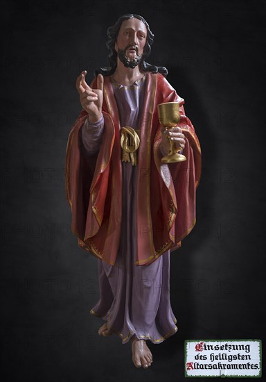 Life-size, carved Jesus figure, Last Supper figure, 350-year-old processional figure on a dark
