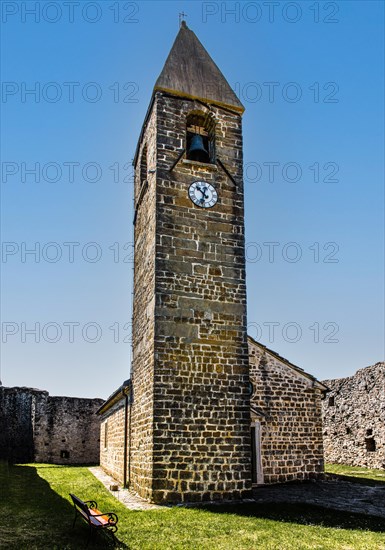 Romanesque Church of the Holy Trinity, 15th century, behind fortified walls, Hrastovlje, Slovenia,
