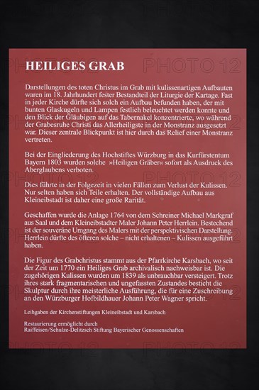 Information board about the Holy Sepulchre, in St Bartholomew's Church, Kleineibstadt, Lower