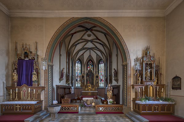 Chancel of St Sebastian's Church, baroque style in the 18th century, Sulzfeld am Main, Lower
