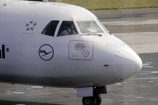 Sylt Airport, Sylt, North Frisian Island, Schleswig-Holstein, close-up of the cockpit of a