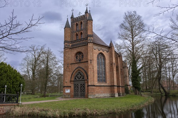 St Helena's Catholic Church in Ludwigslust Castle Park, built 1806 - 1809, first neo-Gothic brick