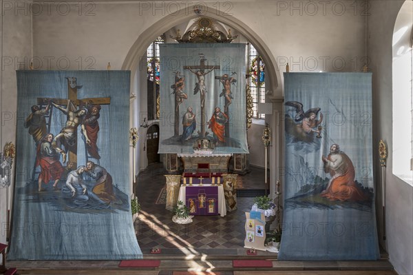 Three historical Lenten cloths, created around 1890, St Laurentius Church, Schoenau an der Brend,