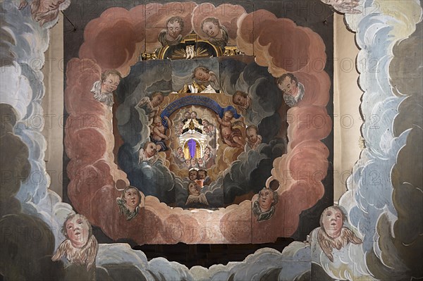 Detailed view of the Holy Sepulchre, created in 1764, in front of the altar of St Bartholomew's