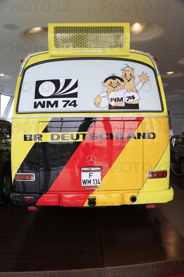 Mercedes-Benz O 302 team coach for the 1974 Football World Cup, Mercedes-Benz Museum, Stuttgart,