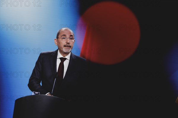 Ayman Safadi, Foreign Minister of Jordan, pictured at a press conference after a joint meeting with