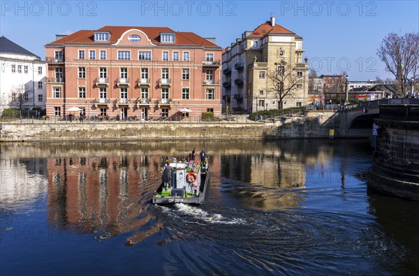 Residential building on the Spree, northern Monbijou Bridge at the Bode Museum, Berlin, Germany,