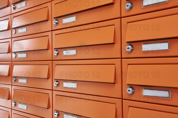 Letterboxes in a complex for holiday flats in 23570 Travemuende, Travemuende, Schleswig-Holstein,
